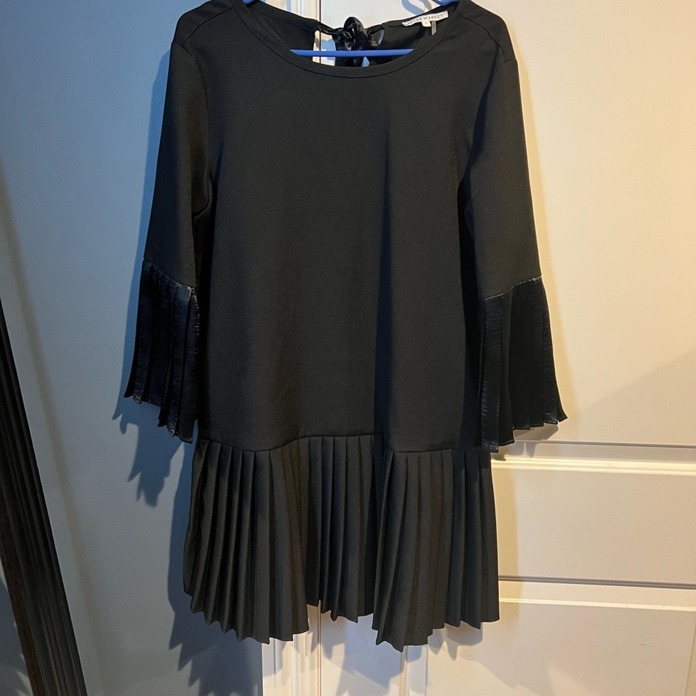 After Market Elegant Black Dress with Pleated Skirt
